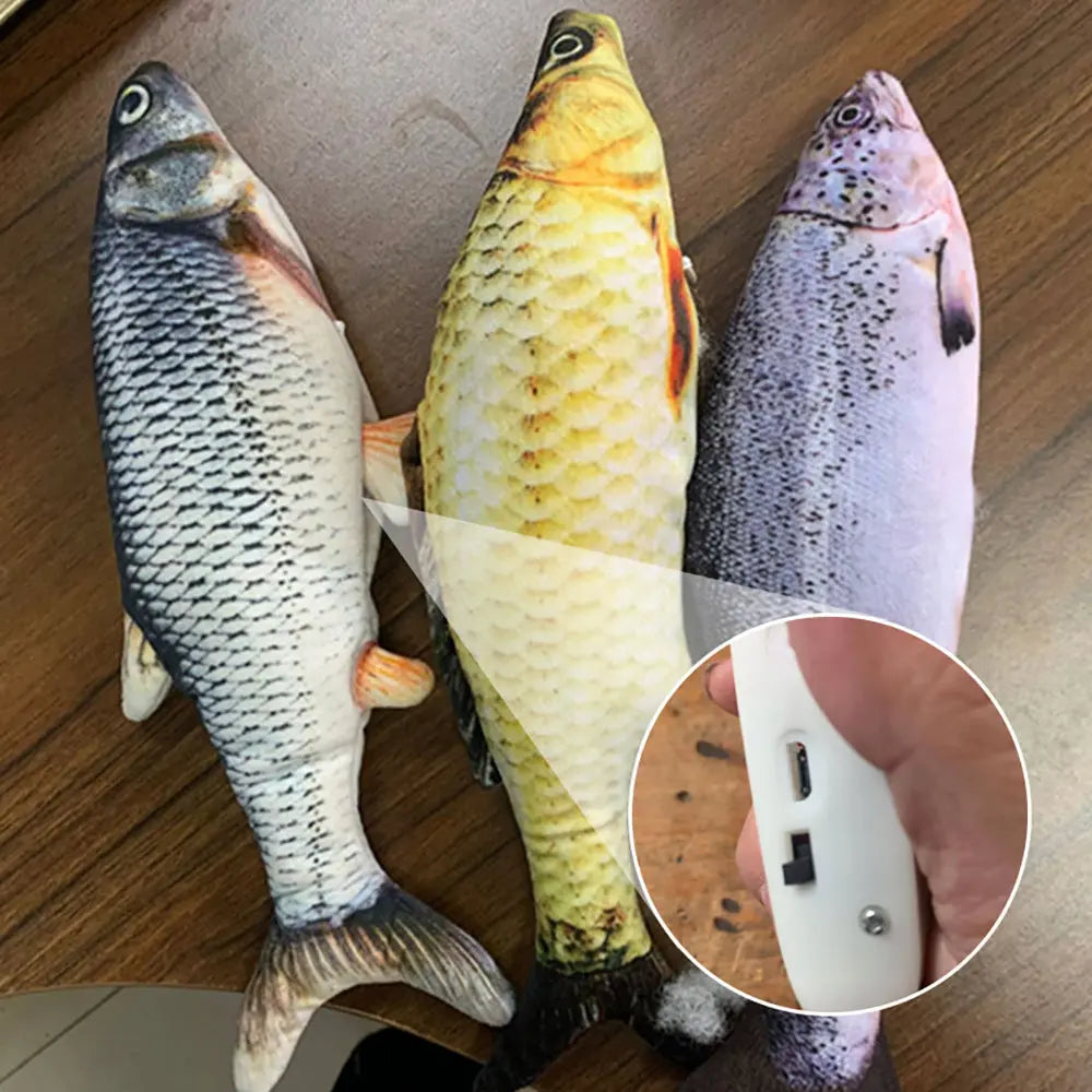 Jouet poisson interactif pour chat, détail