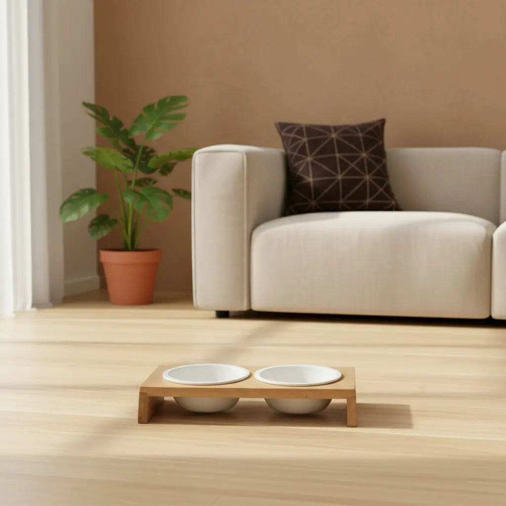 Bols haute tendance pour chat, support en bambou