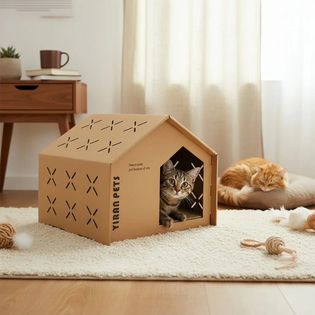 Maison pour Chats avec Griffoir Intégré – Confort et Jeu CJ