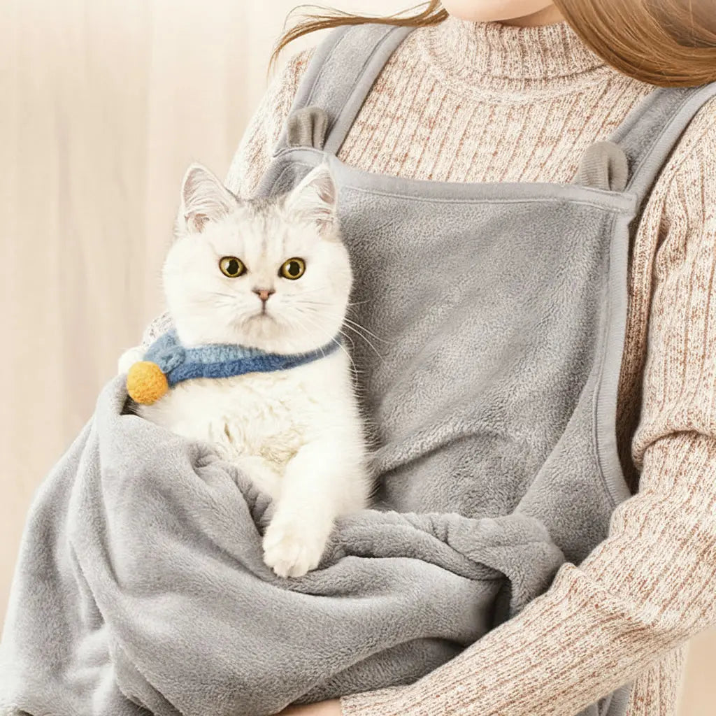 Tablier anti-griffes pour chat en velours gris