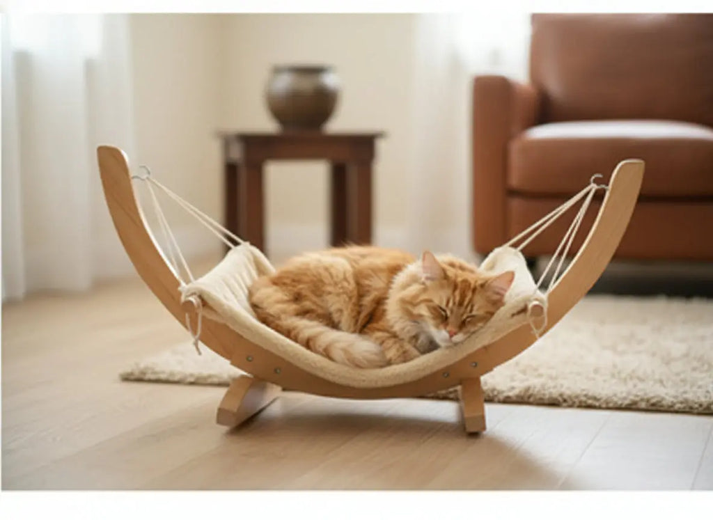 Hamac en bois pour chat – Confort et détente assurés CJ