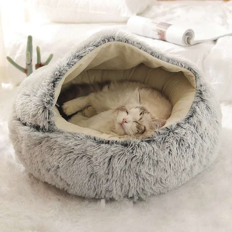 Refuge confortable en peluche pour chats, coloris disponibles