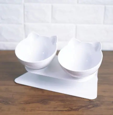 Bol pour chat à bec oblique, double bol
